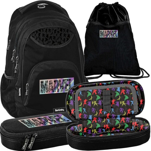 Рюкзак шкільний багатокамерний Paso чорний, Різнокольоровий 21 л