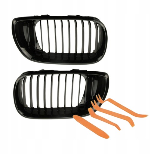 A6366 - BMW 3 E46 решітка радіатора чорний глянець L + P