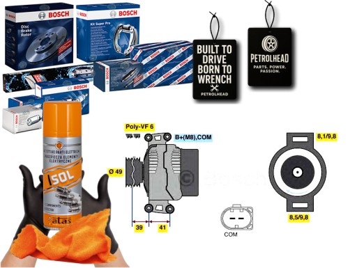 BOS0 986 - Генератор bmw 5 e60 e61 e81 e90 2.0 04- bosch #petrolhead pro+ kit4