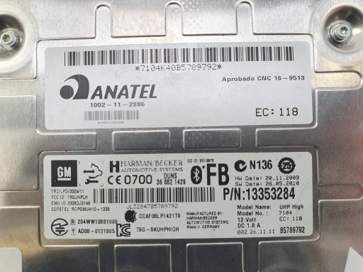 modul BLUETOOTH 13353284 OPEL INSIGNIA A