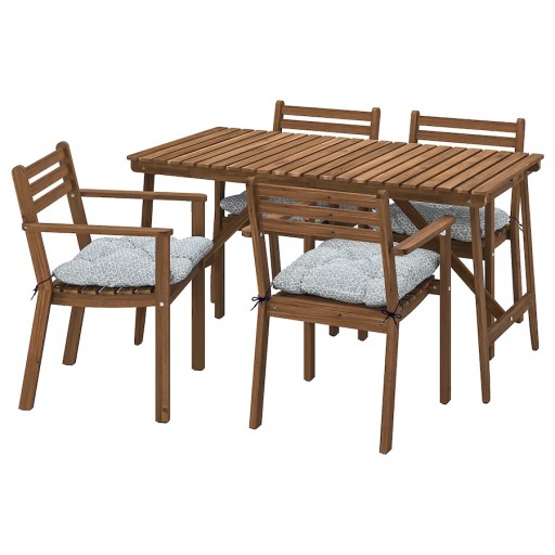 IKEA ASKHOLMEN Stôl+4 stoličky tmavohnedá/Záchod modrý, 143x75 cm