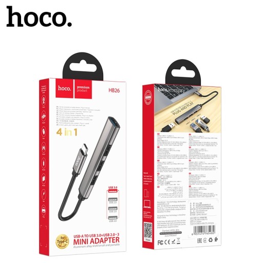 USB-концентратор Type C USB-C Type-C 4 в 1 USB3.0 5 Гбит/с + 3 USB2.0 480 Мбит/с 1 ТБ