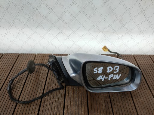 AUDI S8 D3 06-10 mirror right 14-PIN EUROPA aluminium original OE