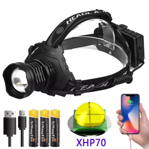 СВІТЛОДІОДНИЙ НАЛОБНИЙ ЛІХТАР CREE XHP70 POWERBANK ZOOM