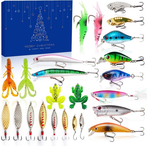 Rybársky adventný kalendár 2023 pre dospelých, dospievajúci chlapci, vianočné darčeky, mäkký plast