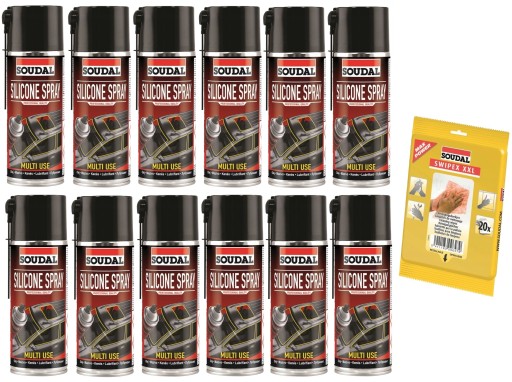 12x силиконовый смазочный спрей SOUDAL SILICONE 400 мл + бесплатно