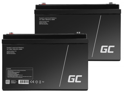 2 зеленых аккумулятора agm, 100 ач, инвертор, солнечный инвертор, преобразователь ибп