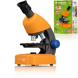 Detský mikroskop 40x-640x s LED svetlom oranžový Bresser Junior