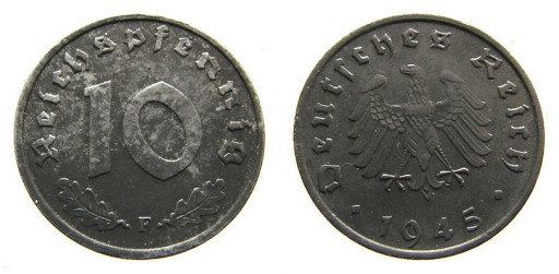 2175 NIEMCY10 REICHSPFENNIG, 1945 F, EMISJA WOJSK.