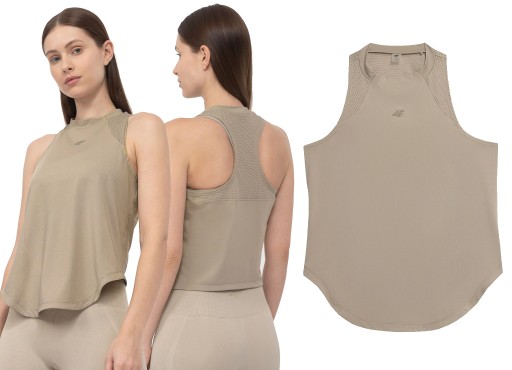 Тренувальна сорочка без рукавів 4F L, бежевий і коричневий