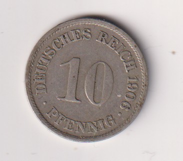 Niemcy-Cesarstwo 10 Pfennig 1906 F