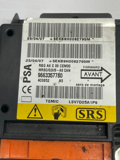 Sensor Module Airbag Citroen OE 9663357780