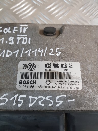 VW GOLF IV 1.9 TDI control unit of the engine 038906018AE