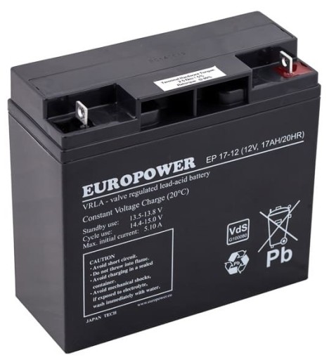 Аккумулятор europower 12 в 17 ач