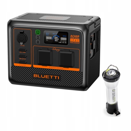 Bluetti ac60p 504wh 600w електростанція без запаху + безкоштовна зовнішня лампа