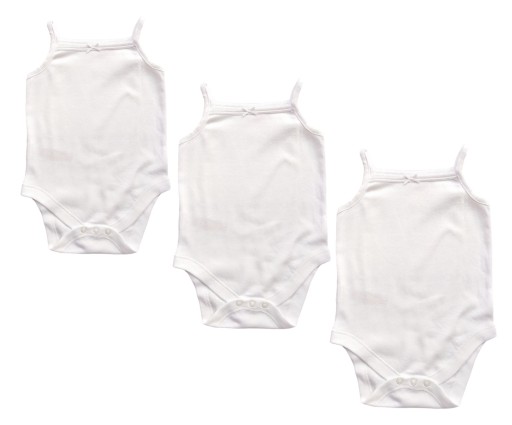 PRIMARK 3-pack biele dievčenské body na tenkých ramienkach 86cm 12-18m