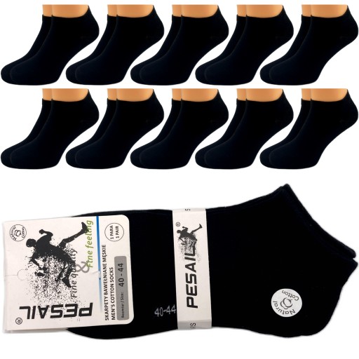 10x Členkové Ponožky pánske bavlnené čierne krátke 42-46