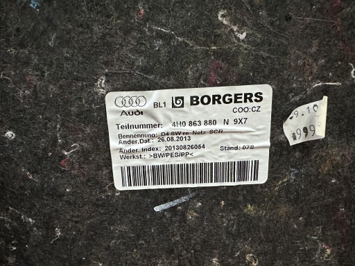 AUDI A8 4H D4 boot upholstery right 4H0863880N