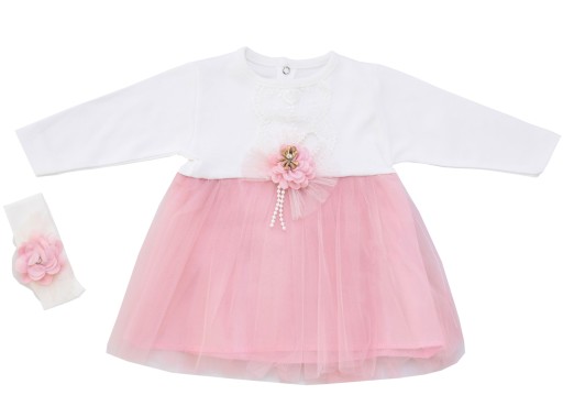 ДИТЯЧА СУКНЯ З ТЮЛЮ З ПОВ'ЯЗКОЮ НА ДОВГИЙ РУКАВ R74