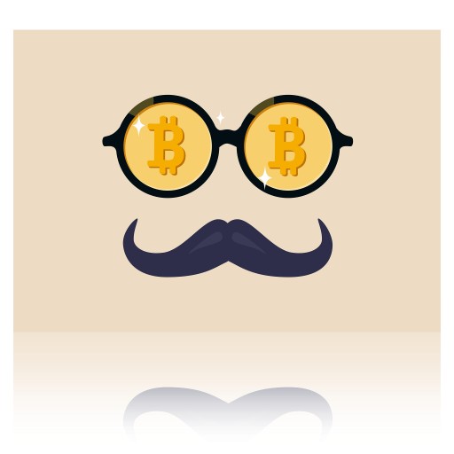 Plakat Bitcoin BTC okulary i wąsy Kryptowaluty A2