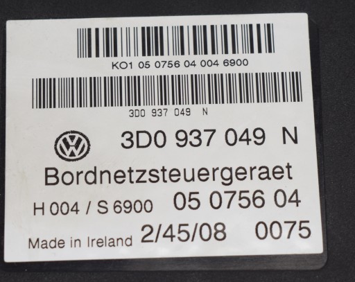VW PHAETON LIFT module control unit 3D0937049N