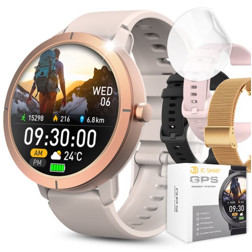 🌸 Smartwatch Damski AMOLED 4 Paski ⌚ GPS, Puls - MEGA OKAZJA!