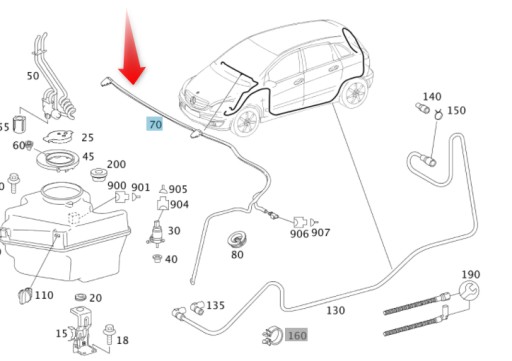 A1698600492 - Шланг омывателя POLIFT B класс W245