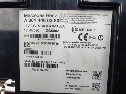 modulo TELEMATIC A0014460360 MERCEDES ACTROS 1845