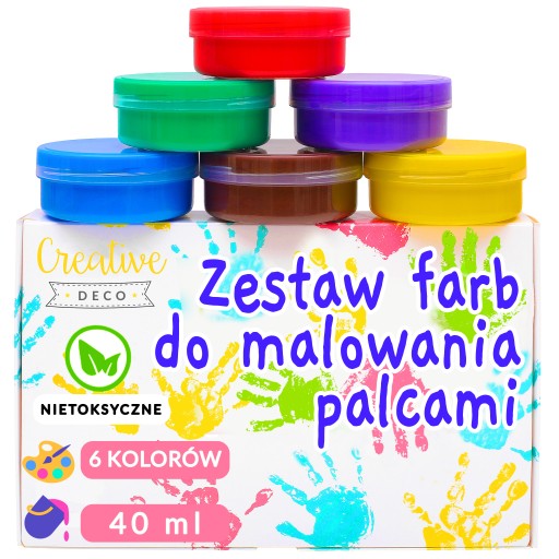 Farby na maľovanie prstami pre deti kreatívna zábava bezpečné 6 x 40 ml