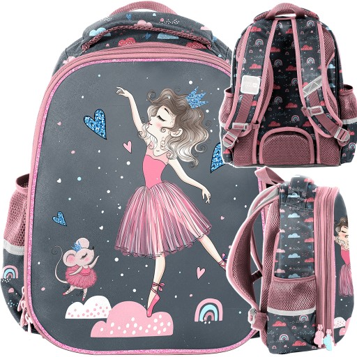 Рюкзак шкільний багатокамерний Paso Shades of blue, Shades of pink, Shades of gray і silver, Різнокольоровий 16 л