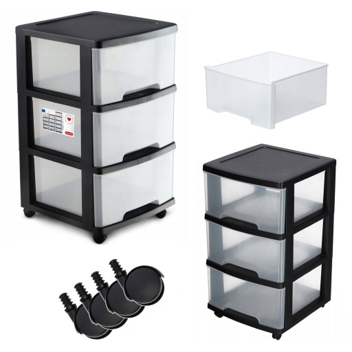 Komoda Szafka Plastikowa Z 3 Szufladami 40x60cm 60L