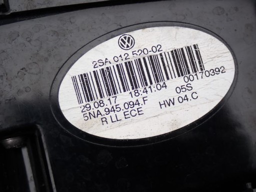 VW TIGUAN II LED 15- light right rear rear part to the bonnet