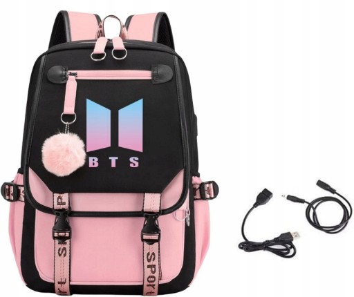 Багатокамерний шкільний рюкзак BTS MoonYue, чорний, відтінки рожевого, 35 л