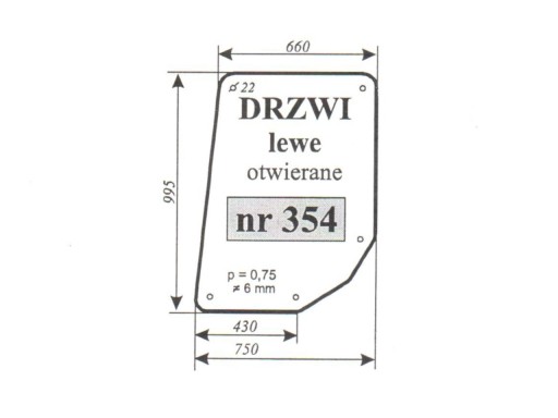 СКЛО ЛІВИХ ДВЕРЕЙ OSTROWEK 354