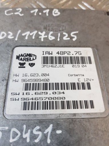 control unit of the engine 9646570080 IAW48P2.7G CITROEN C2 1.1 04R- EUROPA