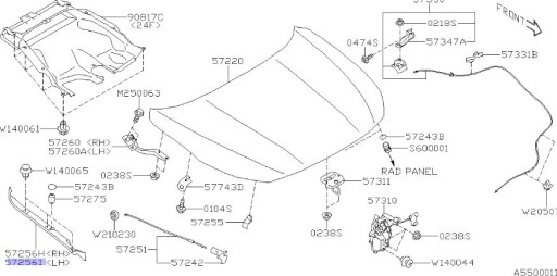 57256AN01A - КРЫШКА КРЫЛА ПОД КАПОТОМ LEGACY OUTBACK USA 2019-