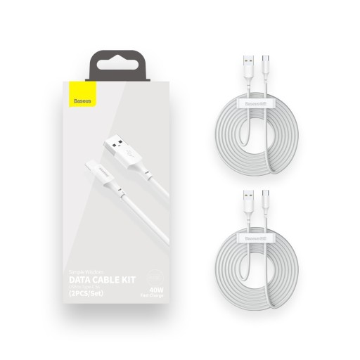 2X MOCNY KABEL BASEUS USB-A do USB-C 5A 40W 1,5 m