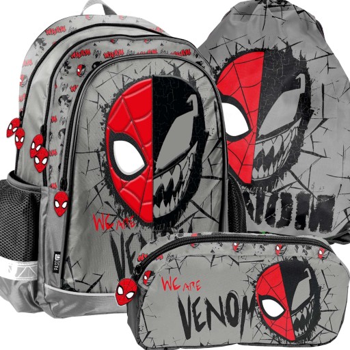 Рюкзак шкільний багатокамерний Spiderman Paso чорний, Відтінки червоного, Відтінки сірого та сріблястий, Різнокольоровий