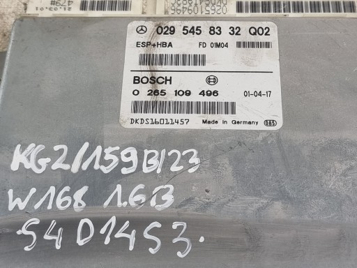 module control unit ESP OE 0295458332 MERCEDES A KLASA W168 1.6B