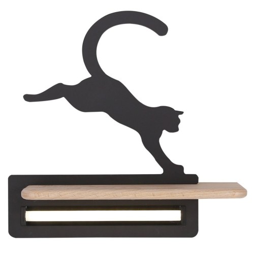 Cat 21-75635 Candellux Shelf 5W 4000K Jumping Cat Black Wood (2175635)