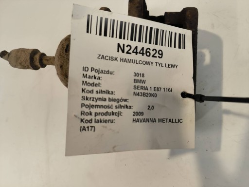 caliper brake rear part left BMW SERIA 1 E87 116i