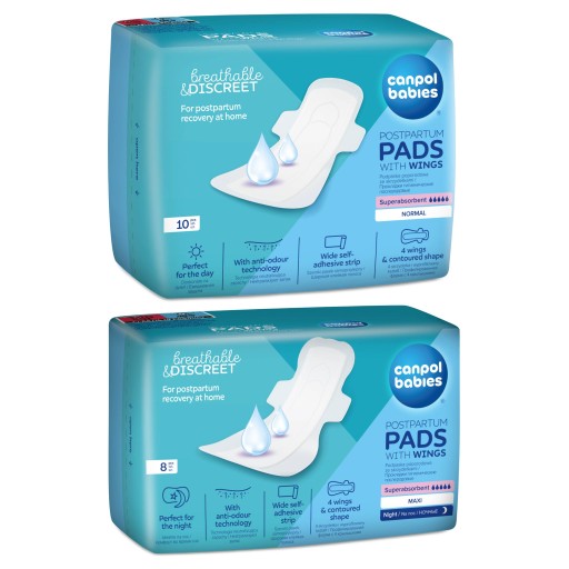 Гігієнічні прокладки Canpol Postpartum з крильцями день + Canpol Postpartum прокладки з крильцями ніч