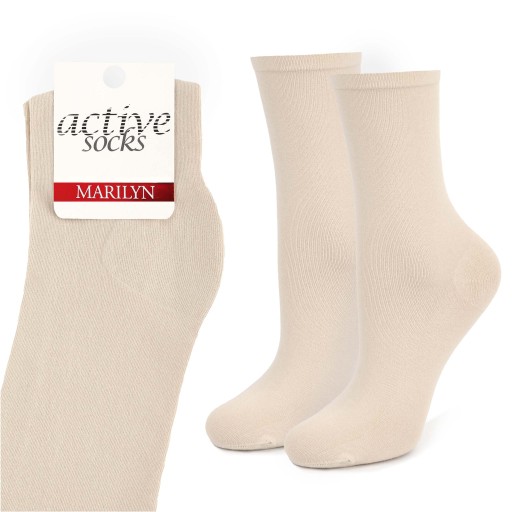 Ponožky dámske bavlnené hladké ecru poľské active Forte 58 Marilyn