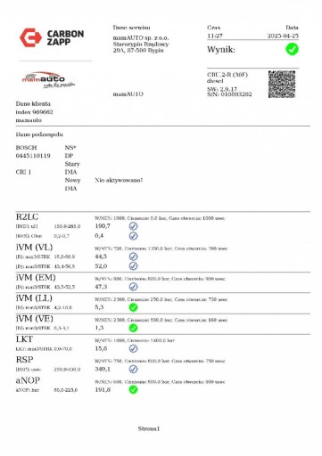 nozzle injector test 0445110119 ALFA ROMEO 156 2.4 JTD 150 KM 97-07