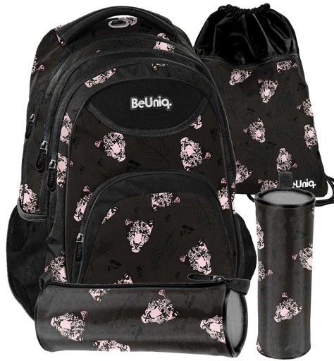 Рюкзак шкільний багатокамерний Paso чорний, Відтінки коричневого та бежевого, Різнокольоровий 21 л