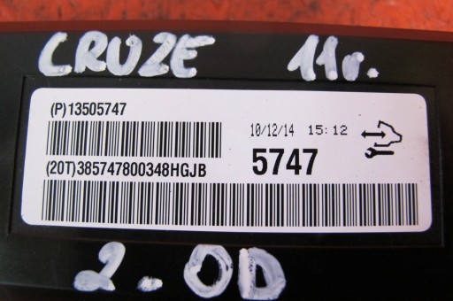 CHEVROLET CRUZE J300 MODUL BEDIENTEIL KLIMAANLAGE 13505747