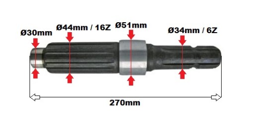 AR41752 R41756 - ВАЛ КАРДАННИЙ JOHN DEERE 6Z-1.3/8 16Z-1.3/8 L271MM