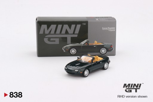 Mini GT 1:64 Mazda MX-5 Eunos Roadster V-Special LHD 1990 green