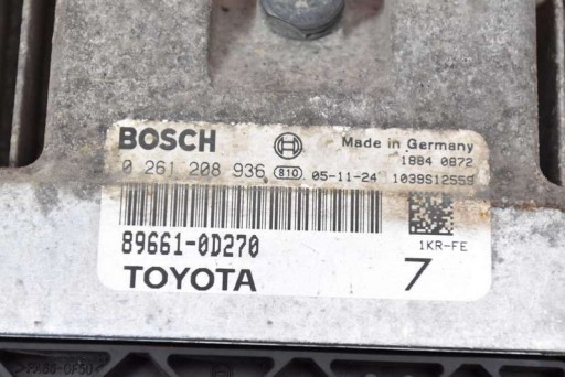 unité de commande électronique uce ordinateur moteur 89661-0D270 TOYOTA YARIS II 1.0 VVTi 69 KM 05-09