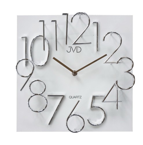 Nástenné hodiny JVD HB24.5, drevené, 3D, biele